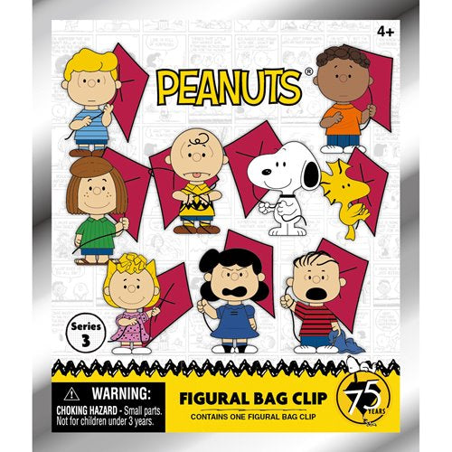 Peanuts 75th Anniversary Series 3 3D Foam Bag Clip Display Case of 24