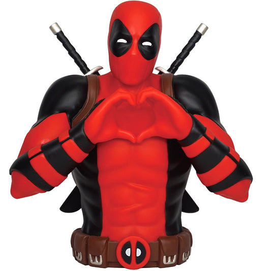 Deadpool with Hand Heart Symbol PVC Bust Bank