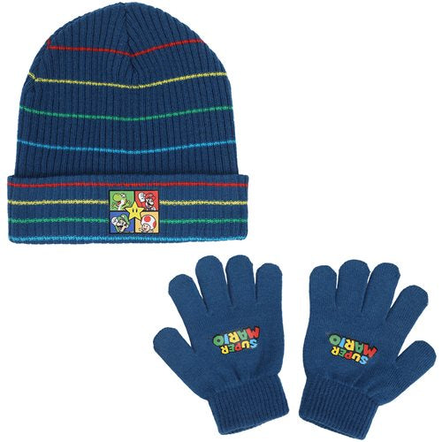 Super Mario Bros. Striped Beanie and Gloves Set