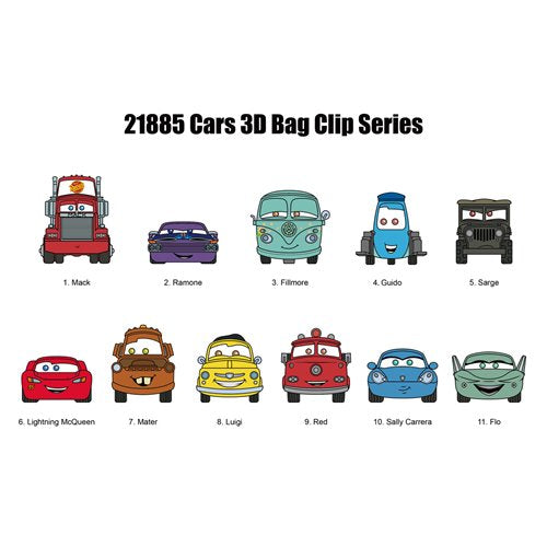 Cars 3D Foam Bag Clip Display Case of 24