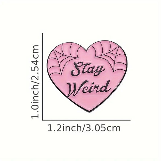 Pink Spider Web Love Heart Badge Cartoon Brooch