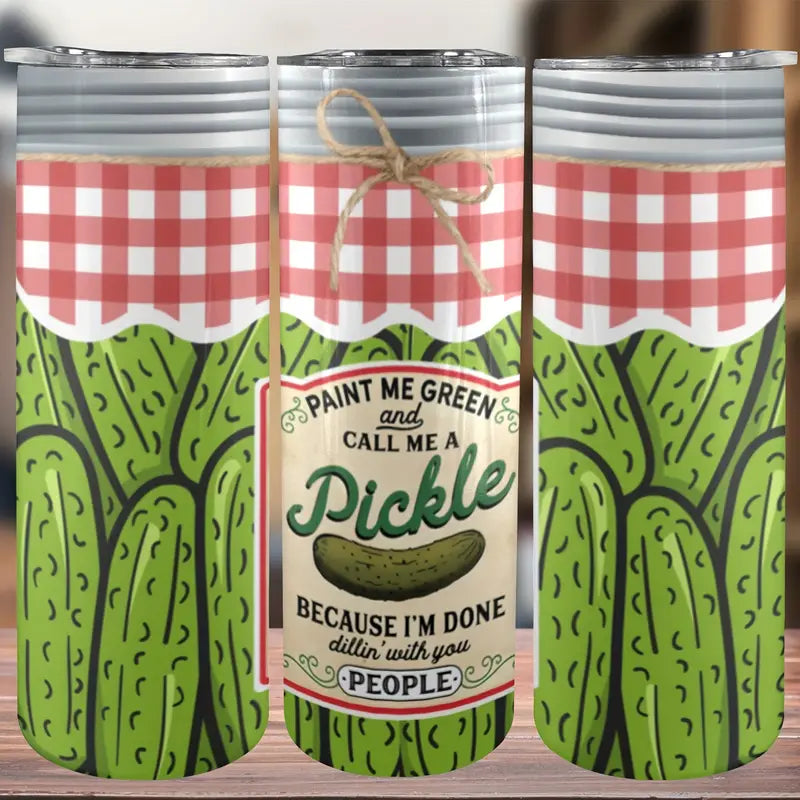 Vintage Pickle 20 ounce Tumbler with Straw